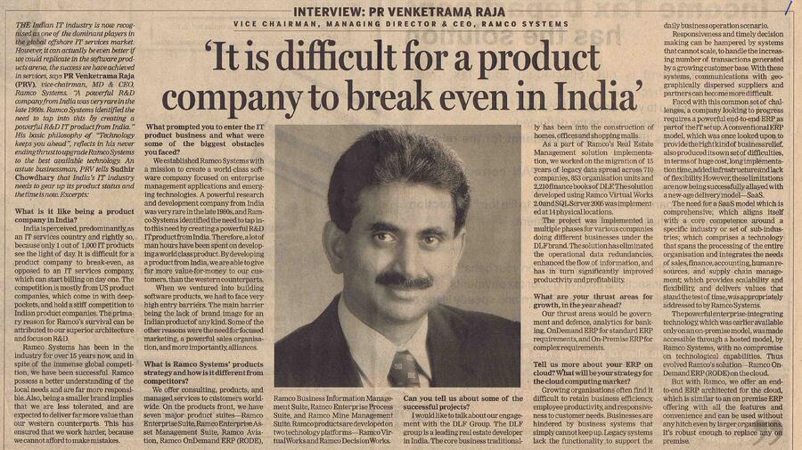 'It is difficult for a product company to break even in India'