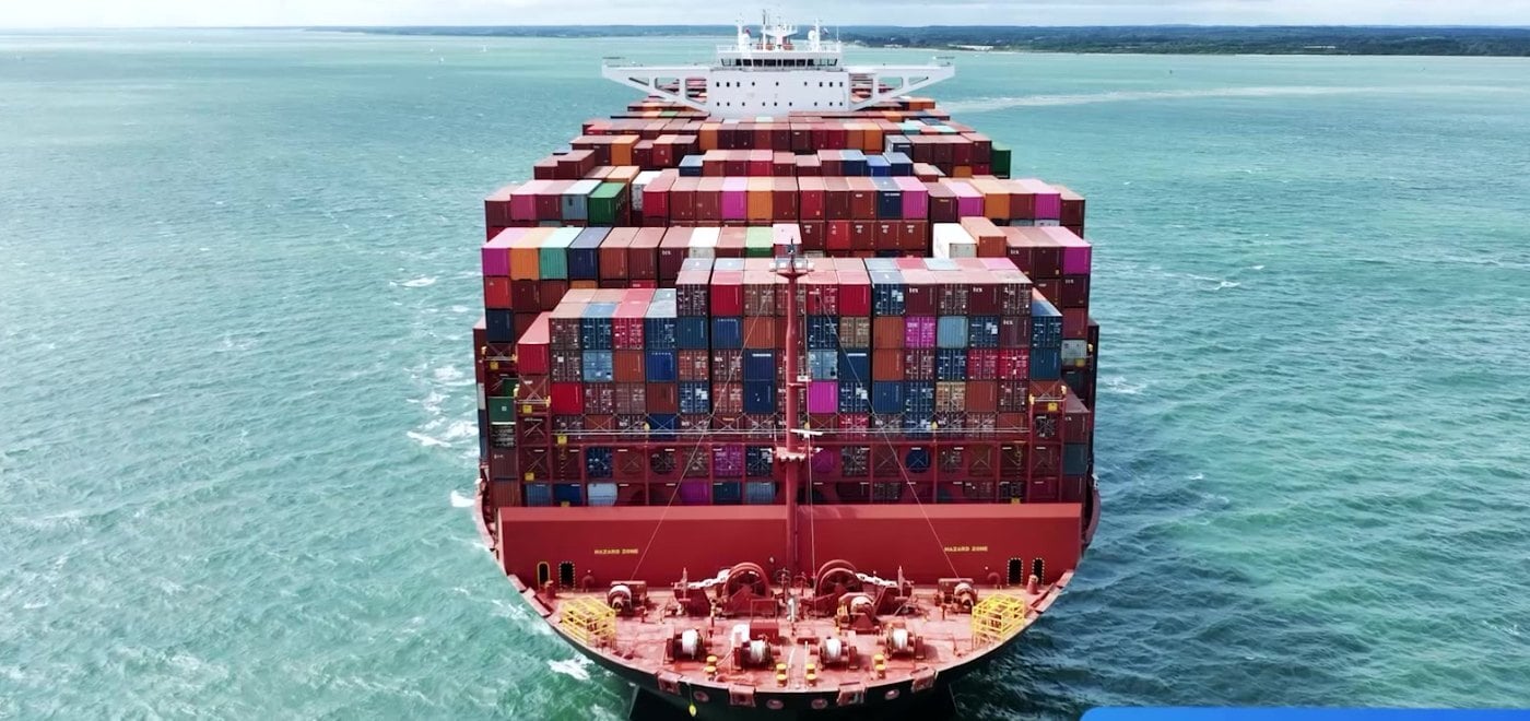 Container ship at sea